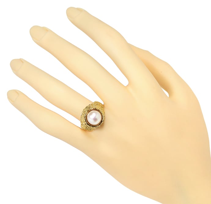 Foto 4 - Designer-Ring mit 9mm Akoyazuchtperle in 585er Gelbgold, Q0643