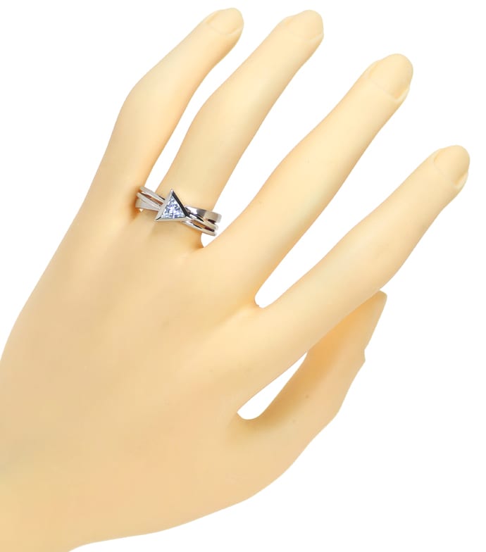 Foto 4 - Designer-Ring mit 0,58ct Triangel Aquamarin in Weißgold, Q0795