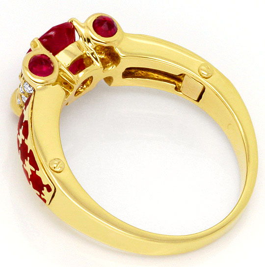 Foto 3 - Brillanten-Diamant-Ring Rotes Transluzentes Emaille 18K, S4202