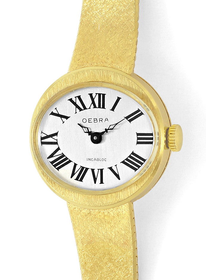 Foto 2 - Oebra Damen Uhr in massiv 14K Gelbgold Milanaisearmband, U2024