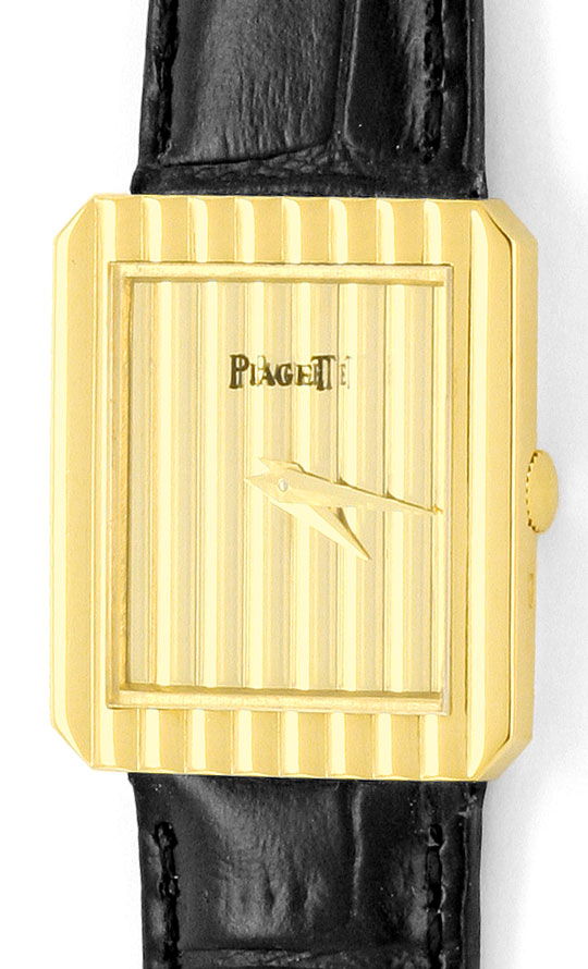 Foto 2 - Piaget Polo Längsstreifen Damenarmbanduhr 18K Gelb Gold, U2043